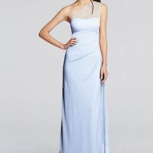 David's Bridal Long One Shoulder Bridesmaid Dress